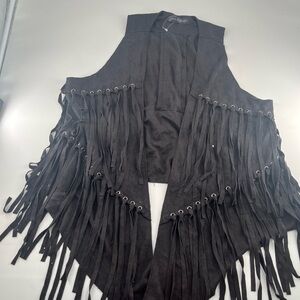 Elegant Black Fringe Vest